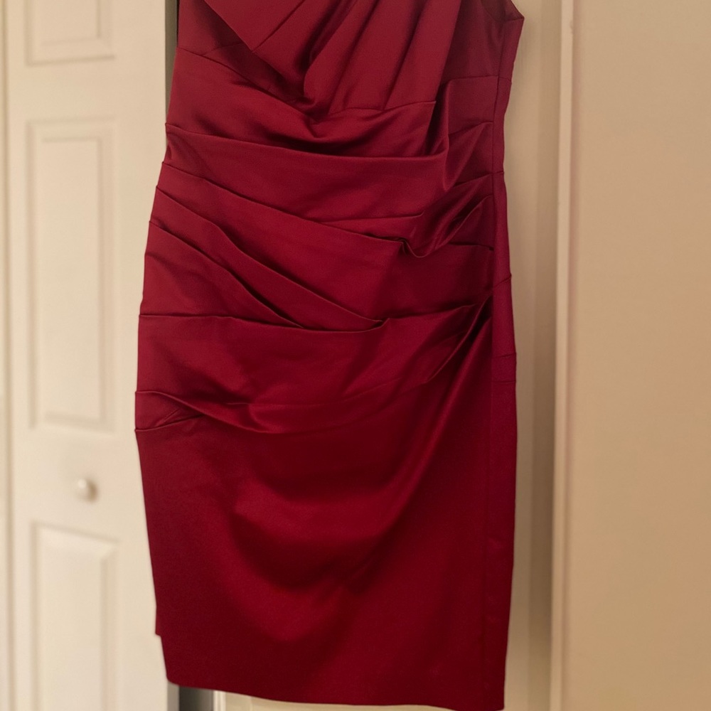 Red one shoulder bridesmaid dress